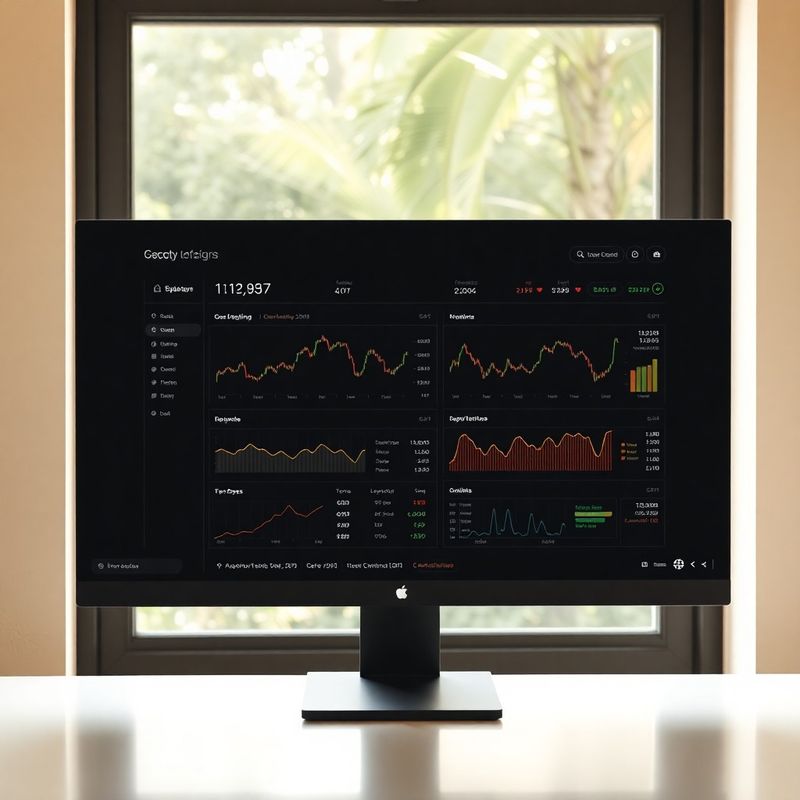 Algorithmic trading dashboard with charcoal and gold interface